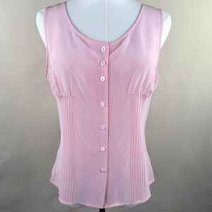 Vintage Andrea Mare Pink Silk Blouse Pintuck Waist 90s Coquette Balletcore S